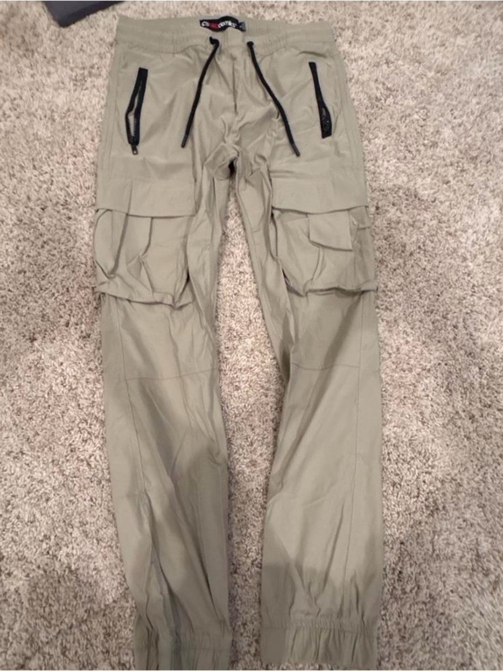 Woman’s Cargo Jogger Pants in Light Olive - Drawstring Waist